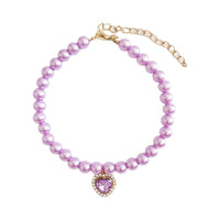HKM-8353085 Colorful Pearl Heart Pet Necklace for Cats - Adjustable Sizes Available