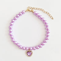 HKM-8353085 Colorful Pearl Heart Pet Necklace for Cats - Adjustable Sizes Available