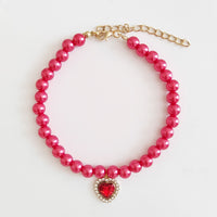 HKM-8353085 Colorful Pearl Heart Pet Necklace for Cats - Adjustable Sizes Available