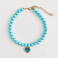 HKM-8353085 Colorful Pearl Heart Pet Necklace for Cats - Adjustable Sizes Available