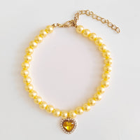 HKM-8353085 Colorful Pearl Heart Pet Necklace for Cats - Adjustable Sizes Available