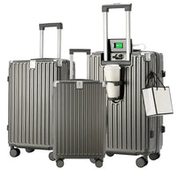 HKM-835347 Durable 4-Wheel Soft Shell Travel Luggage Set with Carry-On Suitcase