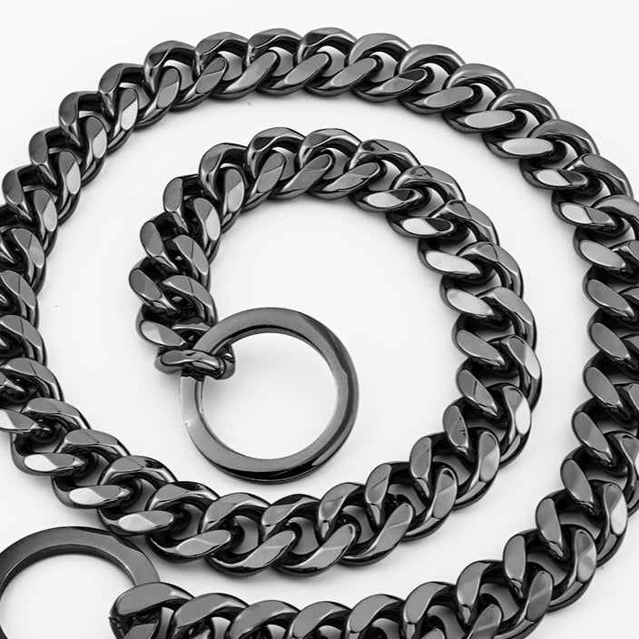 HKM-8353725 Hip Hop Style Titanium Steel 15mm Dog Leash - Various Colors and Lengths Available