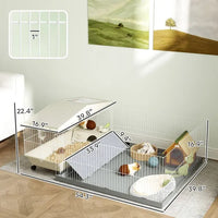 HKM-8354749 Spacious Small Animal Cage with Detachable Playpen and Waterproof Pad for Guinea Pigs and Hedgehogs