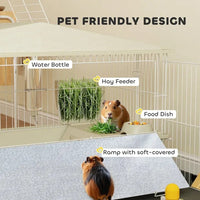 HKM-8354749 Spacious Small Animal Cage with Detachable Playpen and Waterproof Pad for Guinea Pigs and Hedgehogs