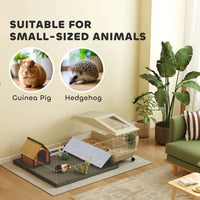 HKM-8354749 Spacious Small Animal Cage with Detachable Playpen and Waterproof Pad for Guinea Pigs and Hedgehogs
