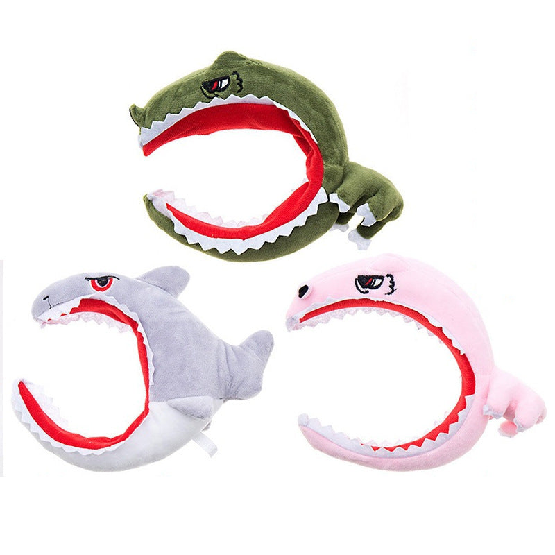 HKM-835539 Dinosaur Shark Plush Headband with Soft Sponge Filling