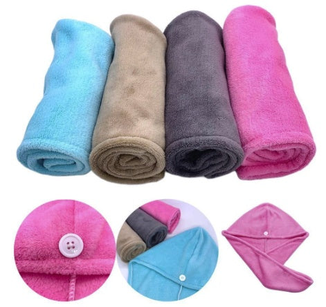 HKM-835539 Microfiber Hair Drying Cap - Fast Drying Towel for All Hair Types - Button Fastening, Soft, Absorbent, Ideal for Bathing and Makeup