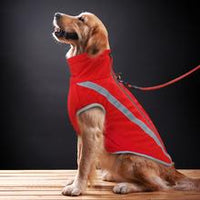 HKM-8355517 Waterproof Reflective Fleece Dog Jacket for Medium and Large Breeds – Cozy Fall/Winter Coat in Rose, Red, and Blue