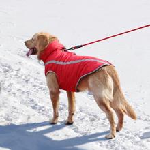 HKM-8355517 Waterproof Reflective Fleece Dog Jacket for Medium and Large Breeds – Cozy Fall/Winter Coat in Rose, Red, and Blue