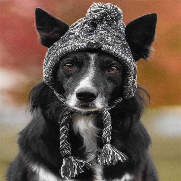 HKM-8355901 Cozy Woolen Dog Hat for Autumn & Winter - Gray Linen, Sizes S to L