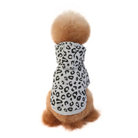 HKM-8356157 Leopard Print Hooded Pet Sweatshirt for Dogs, Soft Polyester in Gray and Pink, Sizes S-XXL