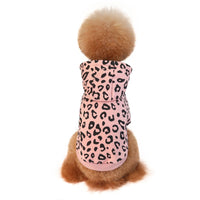 HKM-8356157 Leopard Print Hooded Pet Sweatshirt for Dogs, Soft Polyester in Gray and Pink, Sizes S-XXL