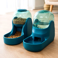 HKM-8357053 Peacock Green and Malachite Green Drinker and Feeder Set for Pets