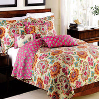 HKM-835795 Pure Cotton Summer Floral Duvet Set - Three-Piece Bedding Collection