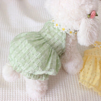 HKM-8358461 Breathable Summer Pet Skirt for Cats and Small Dogs - Lightweight Princess Style in Yellow and Green