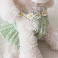 HKM-8358461 Breathable Summer Pet Skirt for Cats and Small Dogs - Lightweight Princess Style in Yellow and Green