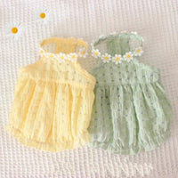 HKM-8358461 Breathable Summer Pet Skirt for Cats and Small Dogs - Lightweight Princess Style in Yellow and Green