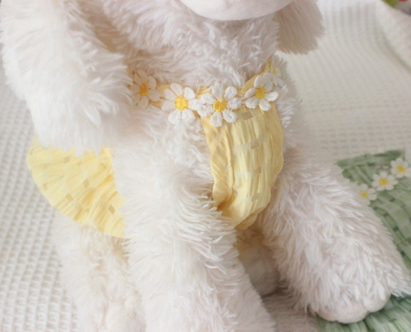 HKM-8358461 Breathable Summer Pet Skirt for Cats and Small Dogs - Lightweight Princess Style in Yellow and Green