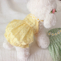 HKM-8358461 Breathable Summer Pet Skirt for Cats and Small Dogs - Lightweight Princess Style in Yellow and Green