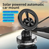 HKM-835859 Universal 360-Degree Rotation Solar-Powered Car Phone Holder with Vacuum Suction Cup and Magnetic Mount