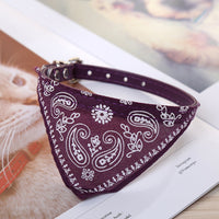 HKM-8358845 Triangle Saliva Towel Dog Collar in Pink, Black, Red, Purple, Green, Rose Red, Royal Blue, and Sky Blue - Leather, Sizes S to XXL