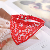 HKM-8358845 Triangle Saliva Towel Dog Collar in Pink, Black, Red, Purple, Green, Rose Red, Royal Blue, and Sky Blue - Leather, Sizes S to XXL