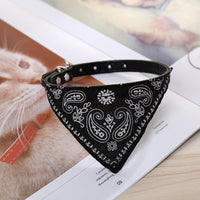 HKM-8358845 Triangle Saliva Towel Dog Collar in Pink, Black, Red, Purple, Green, Rose Red, Royal Blue, and Sky Blue - Leather, Sizes S to XXL