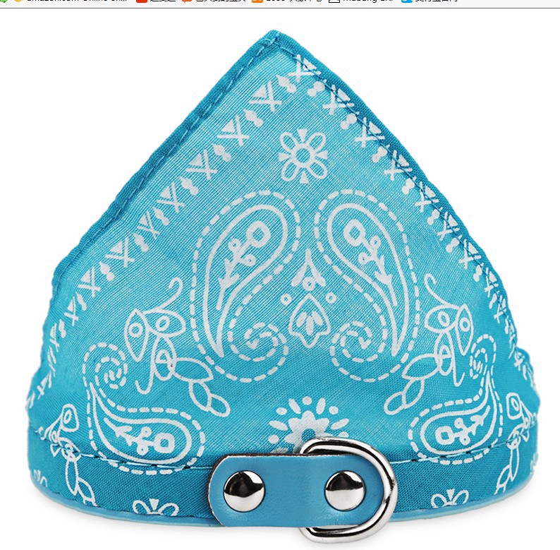 HKM-8358845 Triangle Saliva Towel Dog Collar in Pink, Black, Red, Purple, Green, Rose Red, Royal Blue, and Sky Blue - Leather, Sizes S to XXL