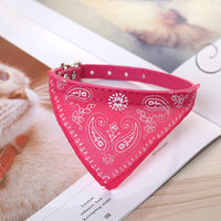 HKM-8358845 Triangle Saliva Towel Dog Collar in Pink, Black, Red, Purple, Green, Rose Red, Royal Blue, and Sky Blue - Leather, Sizes S to XXL