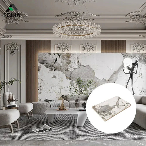 HKM-835987 High-Gloss SPC Wall Panel and PVC Marble Board for Interior Decoration