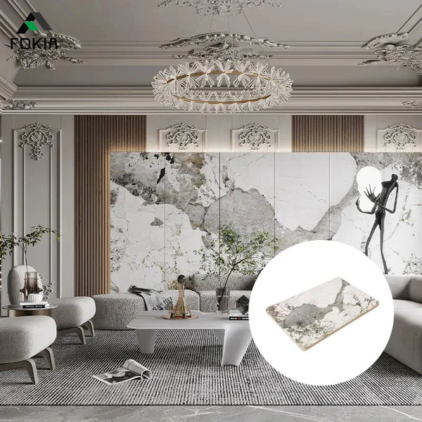 HKM-835987 High-Gloss SPC Wall Panel and PVC Marble Board for Interior Decoration