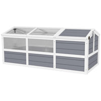 HKM-8360509 Wooden Tortoise Habitat with Bottomless Design, Doors, and Sun Panel Windows for Small Animals and Rabbits, Light Gray