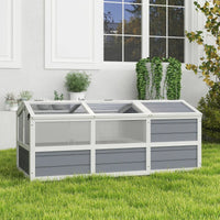 HKM-8360509 Wooden Tortoise Habitat with Bottomless Design, Doors, and Sun Panel Windows for Small Animals and Rabbits, Light Gray