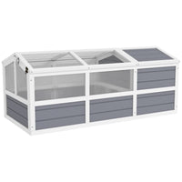 HKM-8360509 Wooden Tortoise Habitat with Bottomless Design, Doors, and Sun Panel Windows for Small Animals and Rabbits, Light Gray