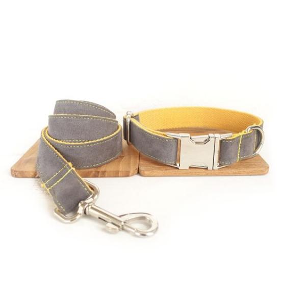 HKM-8360637 Light Blue and Yellow Medium to Large Dog Traction Collar and Rope Set
