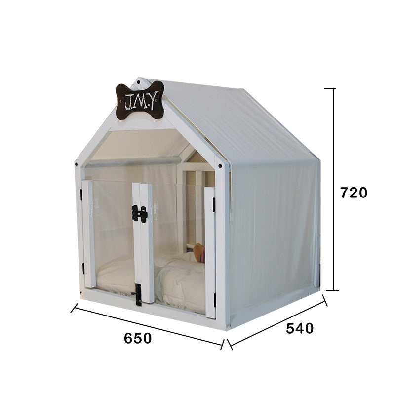 HKM-8360893 Removable and Washable Wood Dog House for Cats and Small Dogs - Walnut and White