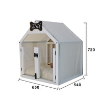 HKM-8360893 Removable and Washable Wood Dog House for Cats and Small Dogs - Walnut and White