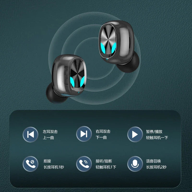 HKM-836115 Wireless Bass Earbuds with LED Display and Power Bank, Waterproof TWS Earphones