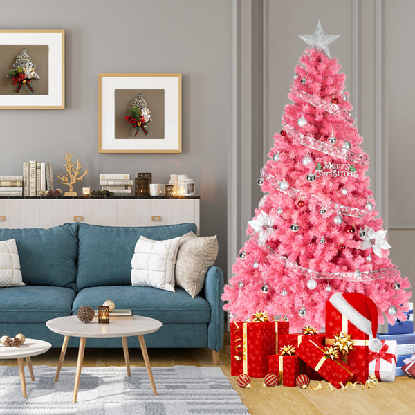 HKM-836243 6ft PVC Pink Christmas Tree - Full Lush Design for Festive Home Decor