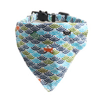 HKM-8364221 Japanese Style Cat Collar with Tang Grass Pattern and Bow Scarf Set