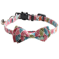 HKM-8364221 Japanese Style Cat Collar with Tang Grass Pattern and Bow Scarf Set