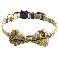 HKM-8364221 Japanese Style Cat Collar with Tang Grass Pattern and Bow Scarf Set