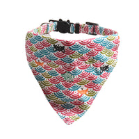 HKM-8364221 Japanese Style Cat Collar with Tang Grass Pattern and Bow Scarf Set