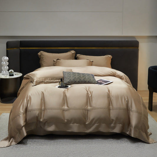 HKM-836435 Solid Color Lyocell Tencel Four-Piece Bedding Set for Multiple Bed Sizes