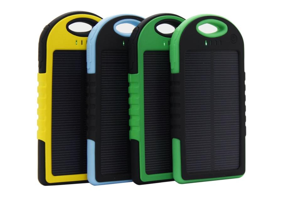 HKM-836499 5000mAh Waterproof Portable Solar Power Bank with Dual USB Ports and Carabiner