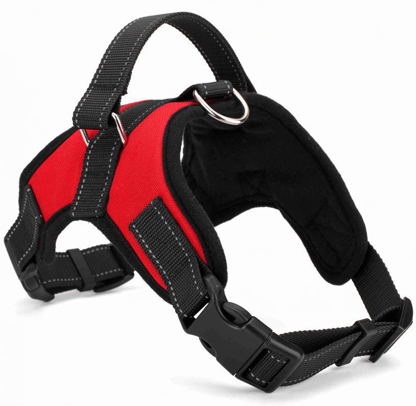 HKM-8365885 Explosion-Proof Leather Dog Harness with Trap Hand Holding Rope ¨C Red, Black, Camouflage, Leopard Print, S-XXL