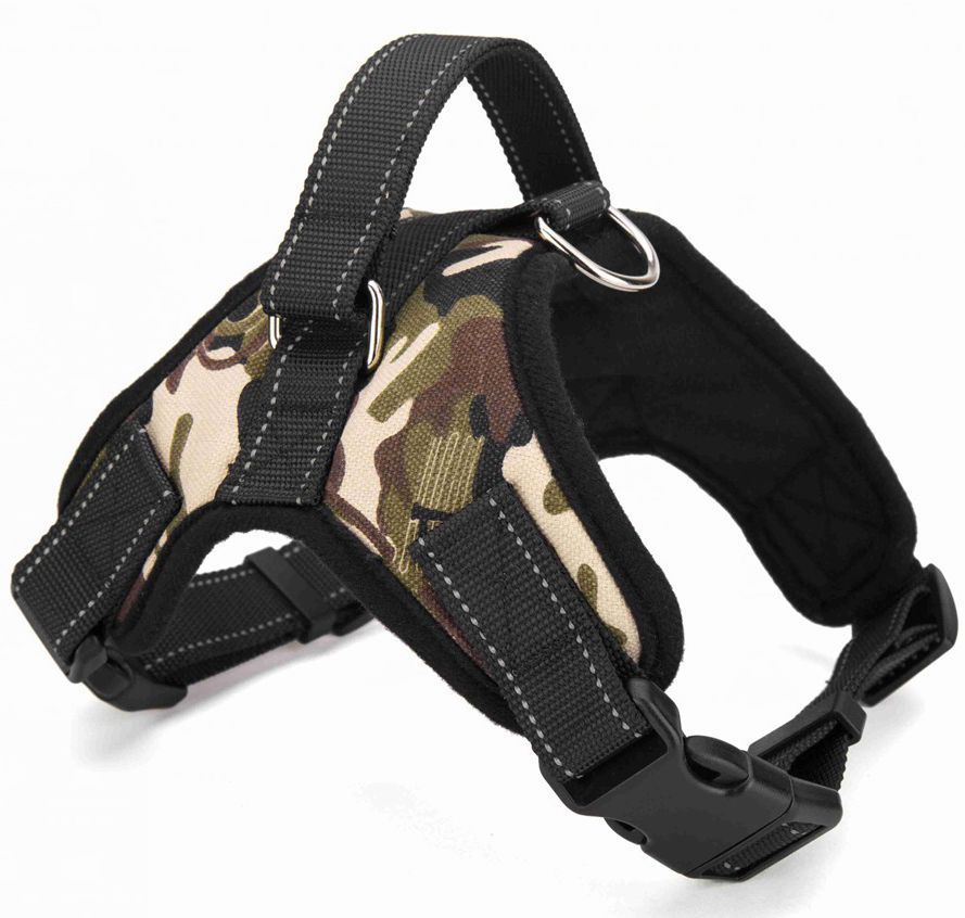 HKM-8365885 Explosion-Proof Leather Dog Harness with Trap Hand Holding Rope ¨C Red, Black, Camouflage, Leopard Print, S-XXL