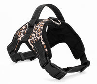 HKM-8365885 Explosion-Proof Leather Dog Harness with Trap Hand Holding Rope ¨C Red, Black, Camouflage, Leopard Print, S-XXL