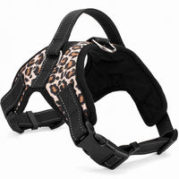 HKM-8365885 Explosion-Proof Leather Dog Harness with Trap Hand Holding Rope ¨C Red, Black, Camouflage, Leopard Print, S-XXL